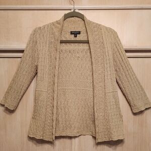Notations Knit Open-Front Cardigan in Beige